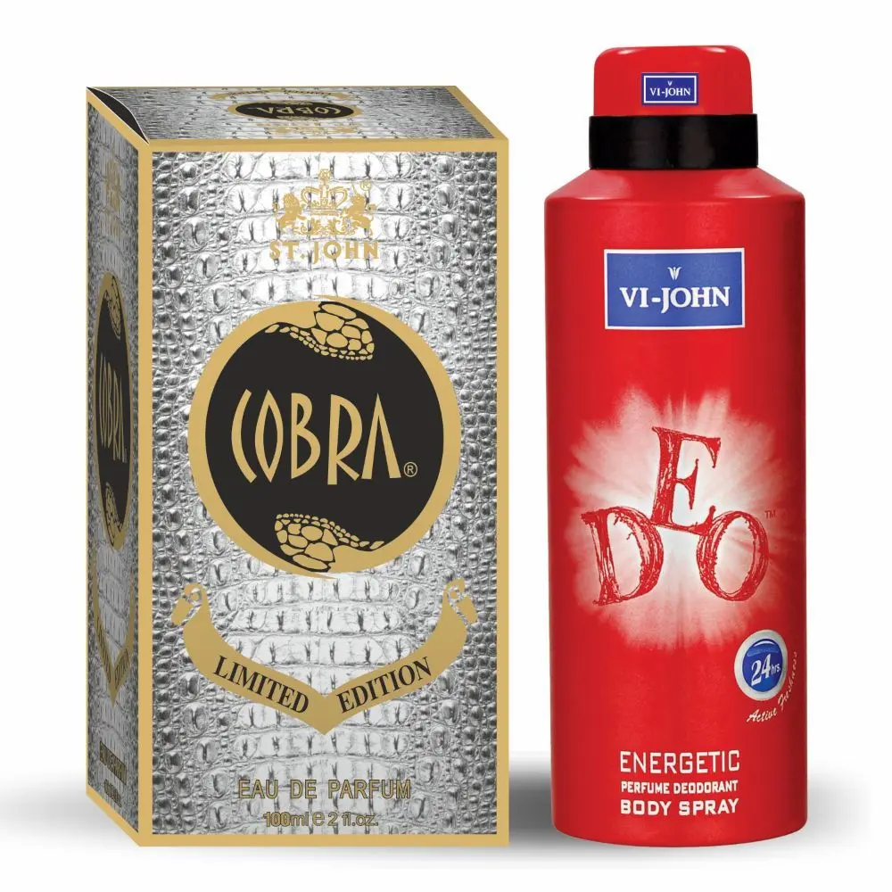 VI - JOHN Irresistible Scent Fresh & Soothing Good Fragrance perfume Cobra limited edition 100ml & Energetic Deo 175ml