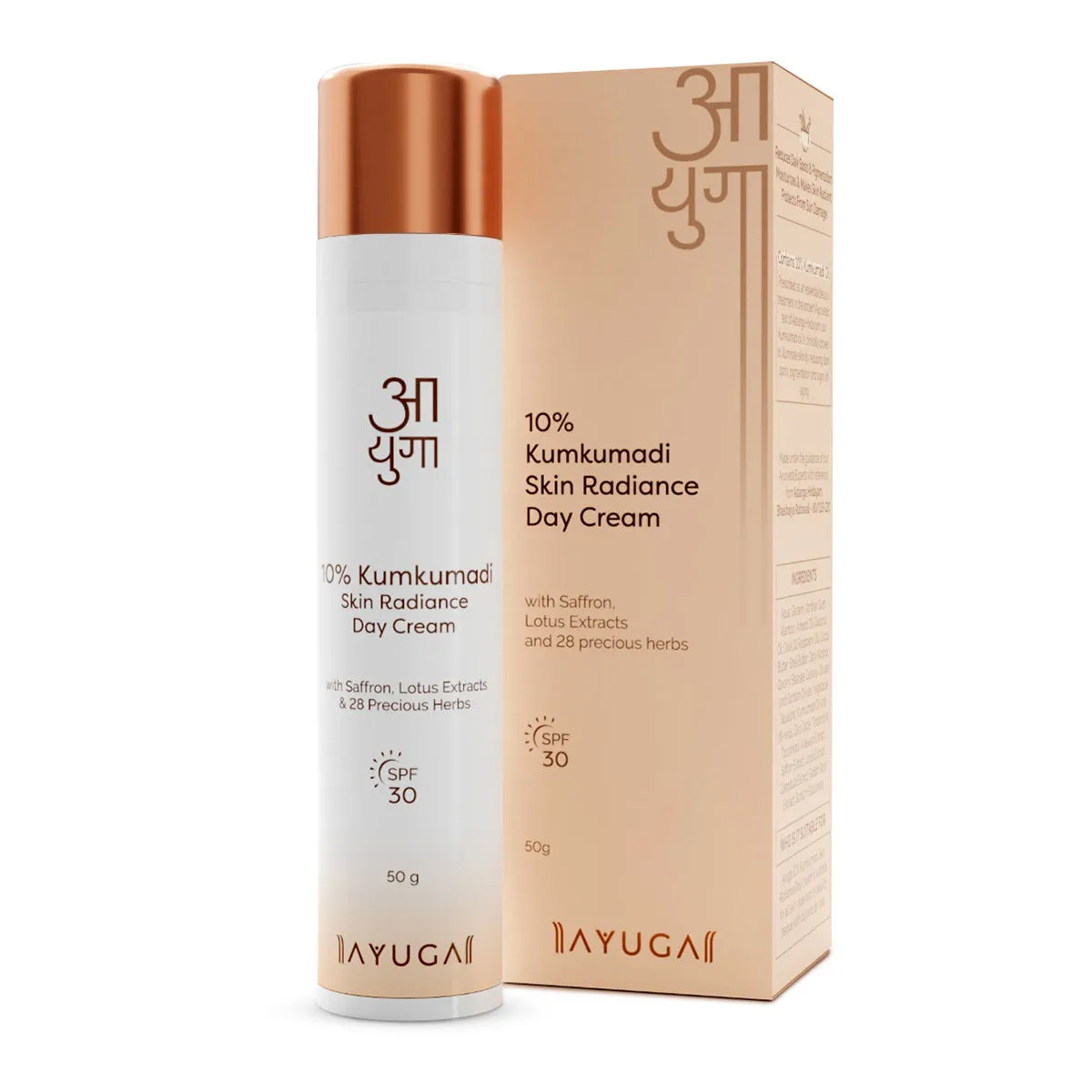 Ayuga 10% Kumkumadi Skin Radiance Day Cream - SPF 30 with Saffron & Lotus Extracts