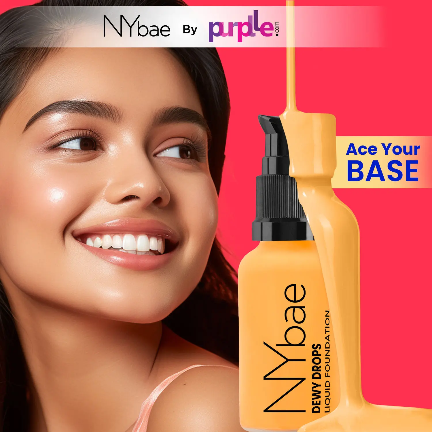 NY Bae Dewy Drops Foundation| Natural Finish | Everyday Glow |Lightweight Concealer | Moisturising - Freddo 04 (30 ml)