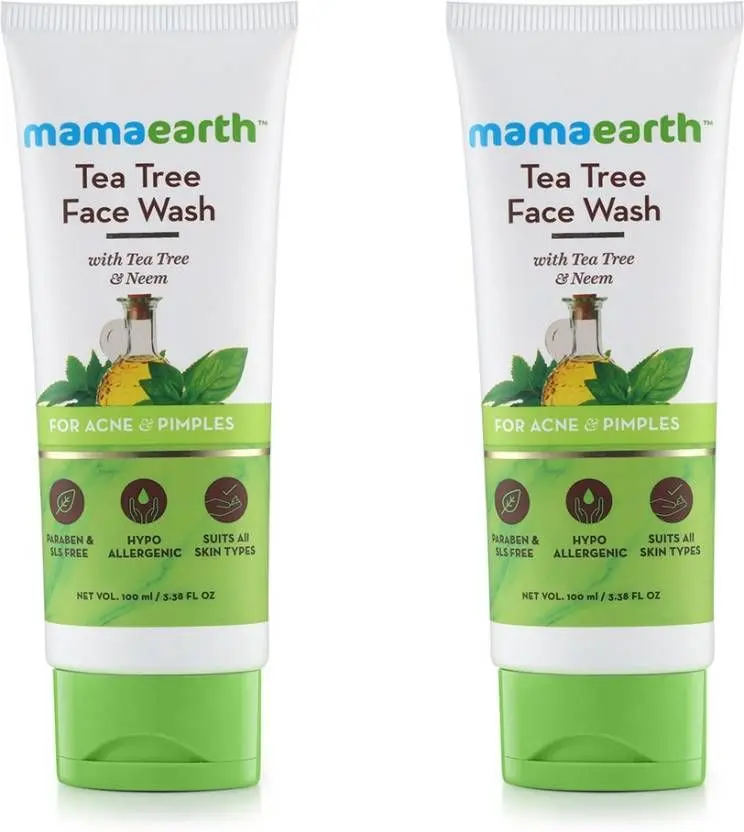 Mamaearth Tea Tree Natural Face Wash For Acne & Pimples Wash Face Wash (Pack of 2, 100ml X 2)