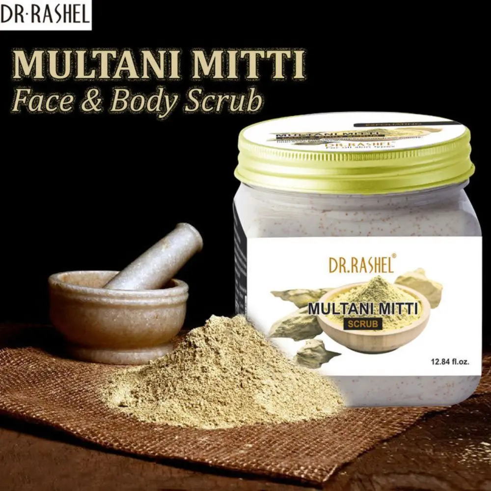 Dr.Rashel Exfoliating Multani Mitti Face and Body Scrub For All Skin Types (380 ml)