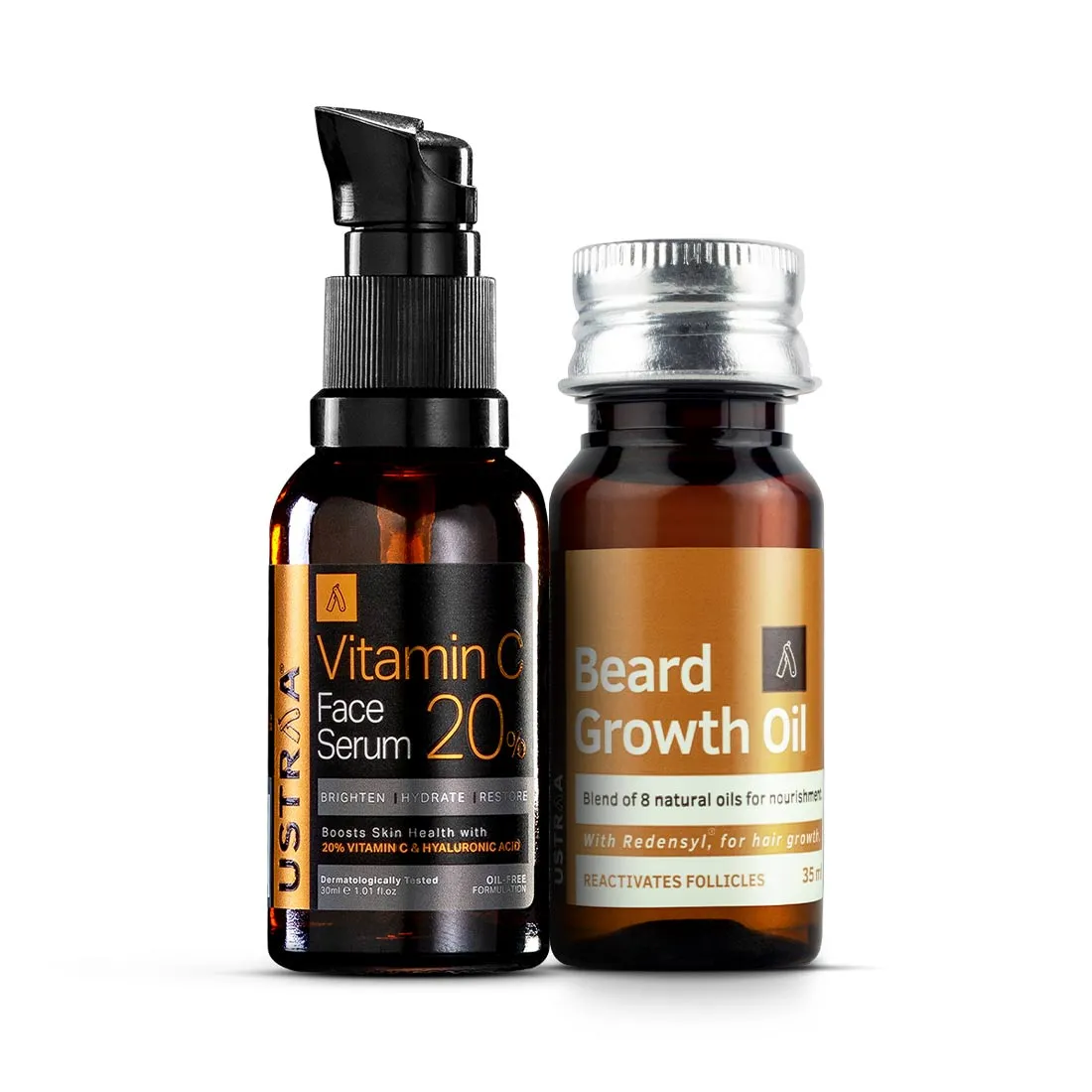 Ustraa 20% Vitamin C Face Serum & Beard Growth Oil Combo