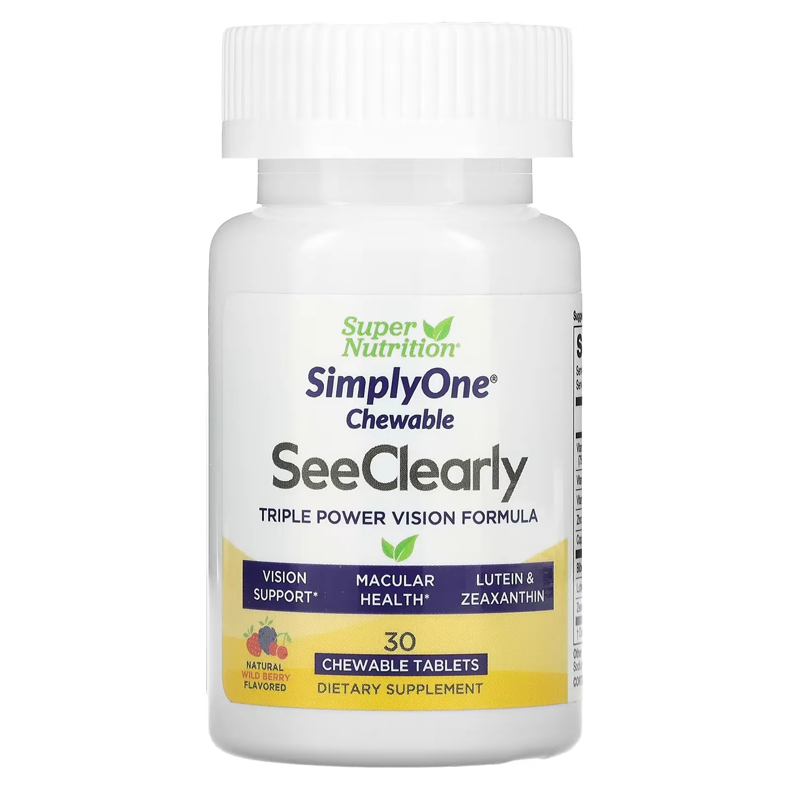 SimplyOne, See Clearly, Triple Power Vision Formula, Wild-Berry Flavor, 30 Chewable Tablets