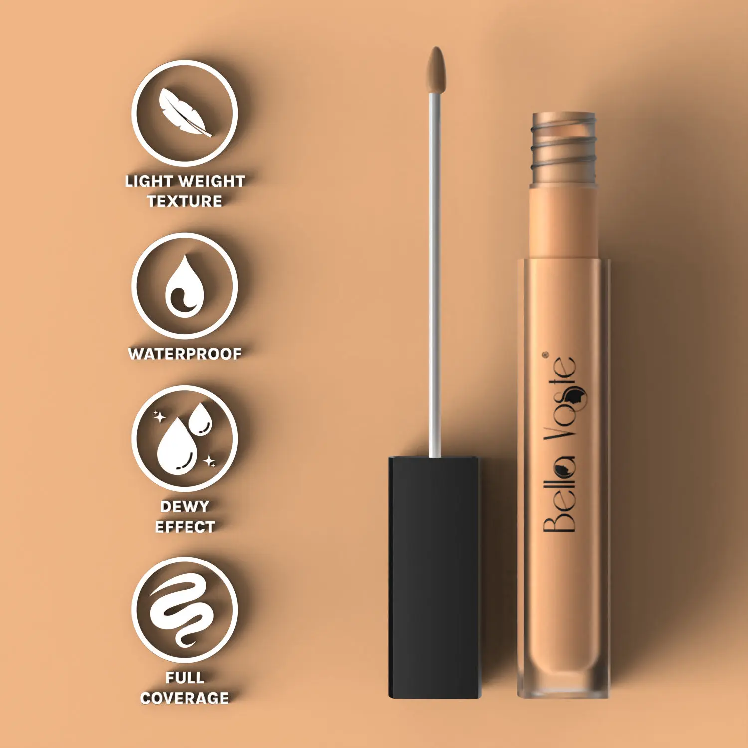 Bella Voste I HI-DEFINITION LIQUID CONCEALER I Light Weight with Full Coverage I Easily Blendable Concealer for face makeup with Matte finish I Water-Proof & Water-Resistant I Cruelty Free I SHADE LC-05