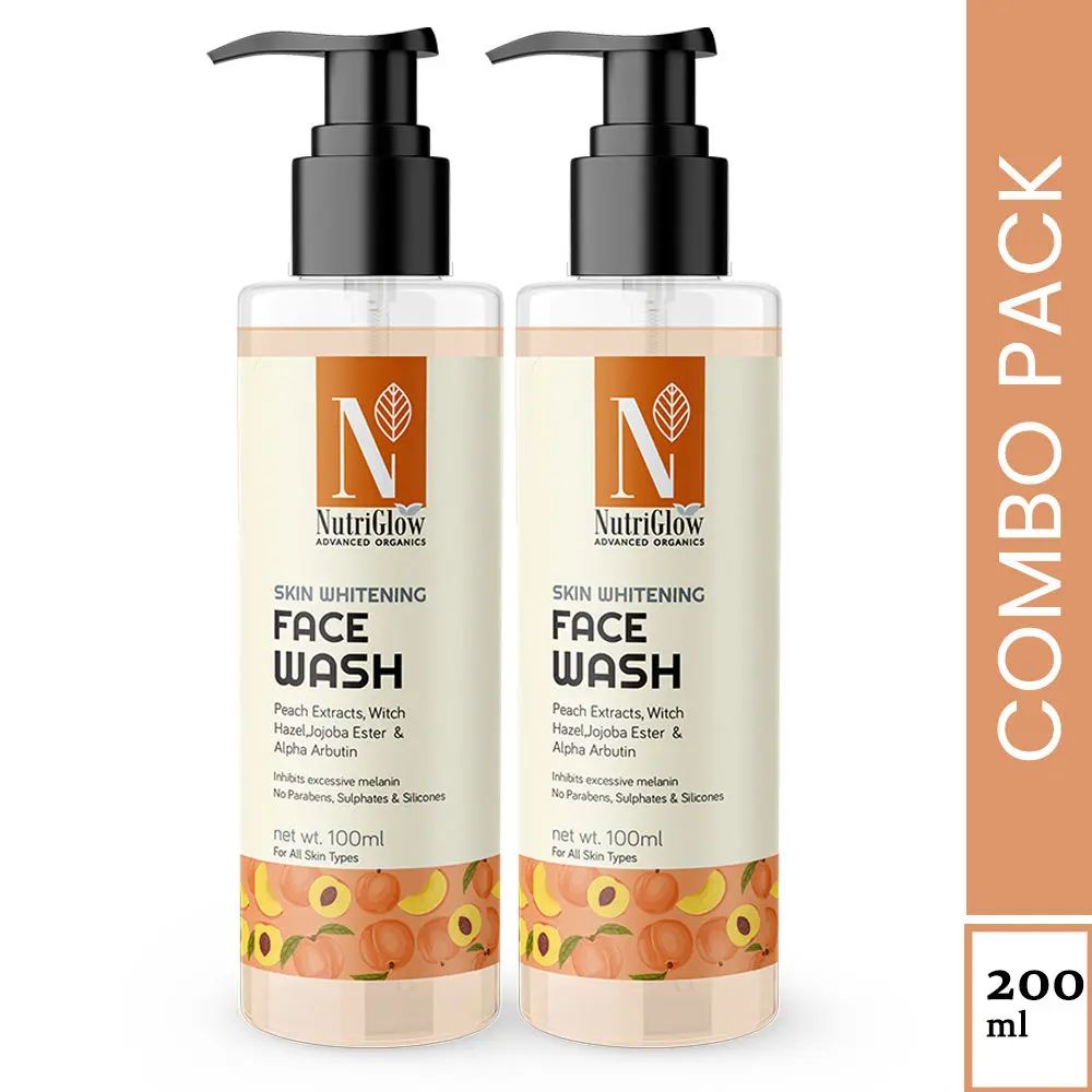 NutriGlow Advanced Organics Combo of 2 Skin Whitening Face Wash & Moisturizer For Deep Moisturization, 100ml each