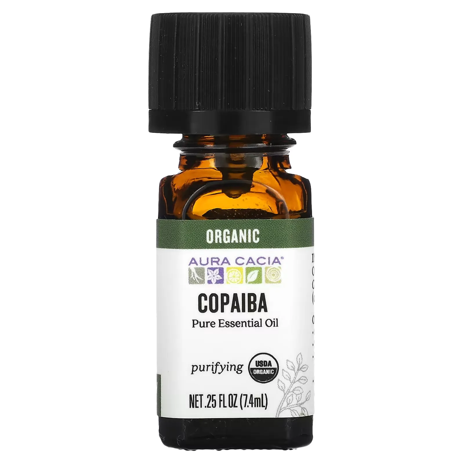 Pure Essential Oil, Organic Copaiba, 0.25 fl oz (7.4 ml)