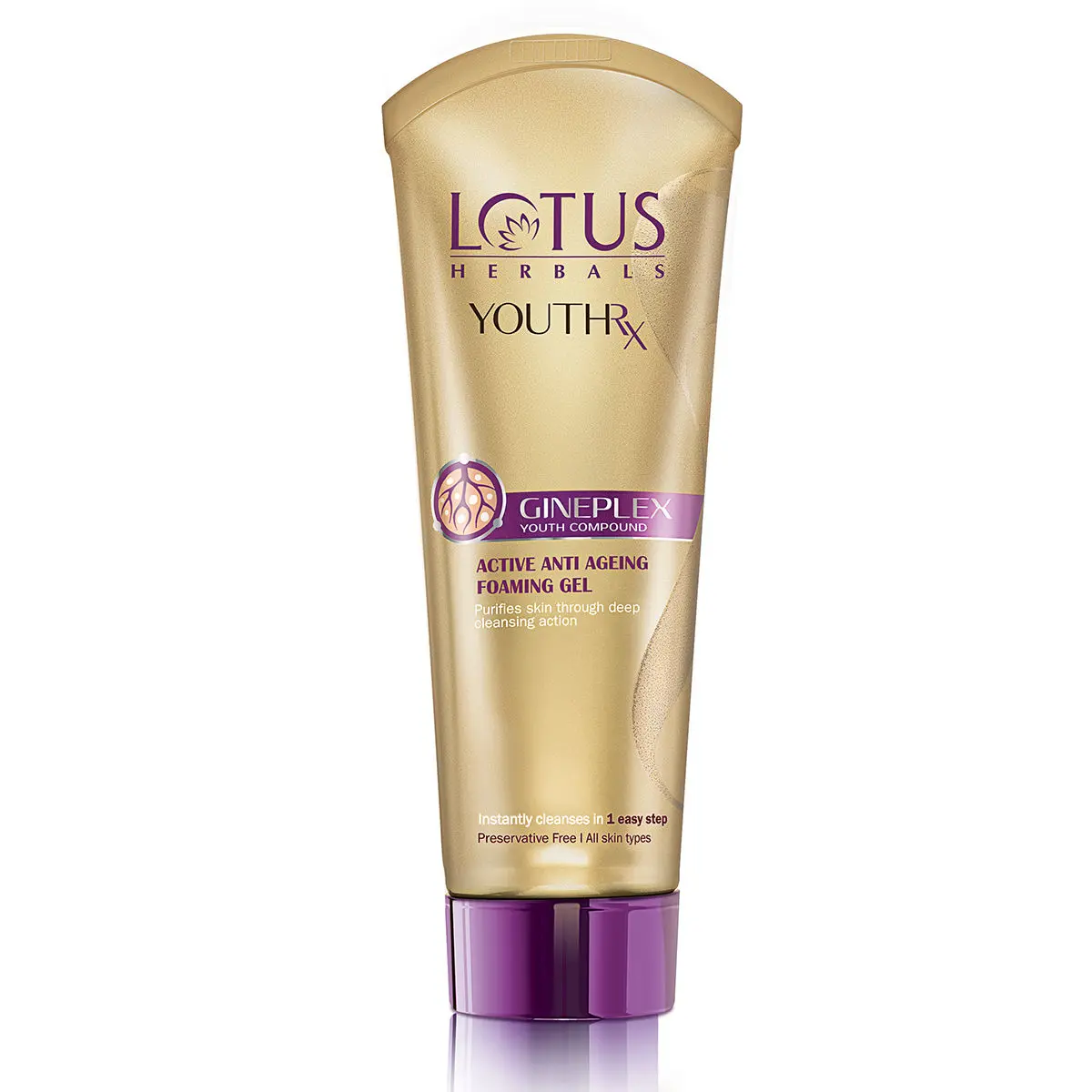 Lotus Herbals YouthRx Active Anti Ageing Foaming Gel Face Wash | With Jojoba, Ginseng & Ginger | 50g