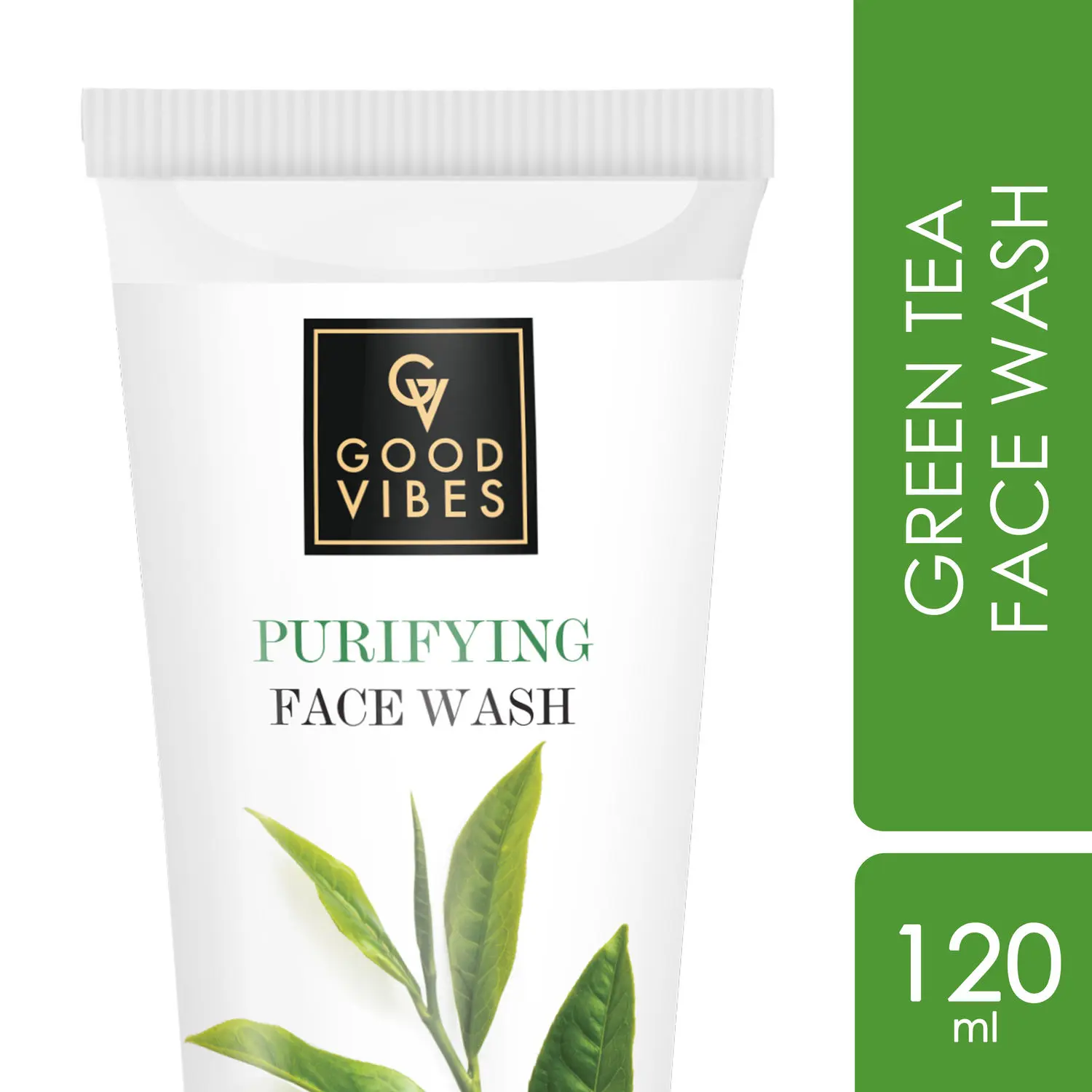 Good Vibes Green Tea Purifying Face Wash (Tube) | Deep Cleansing, Prevents Acne | With Aloe Vera | No Parabens, No Mineral Oil, No Animal Testing (120 ml)