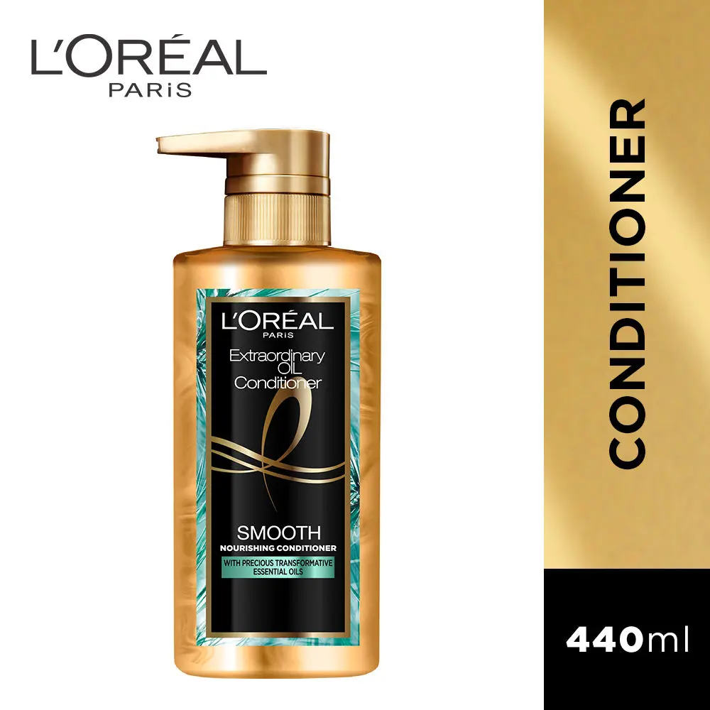 L'Oreal Paris Extraordinary Oil Smooth Conditioner (Paraben Free) 440 ml| Nourishing Conditioner for Smooth & Straight Frizz-Free hair | With Precious Essential Oils