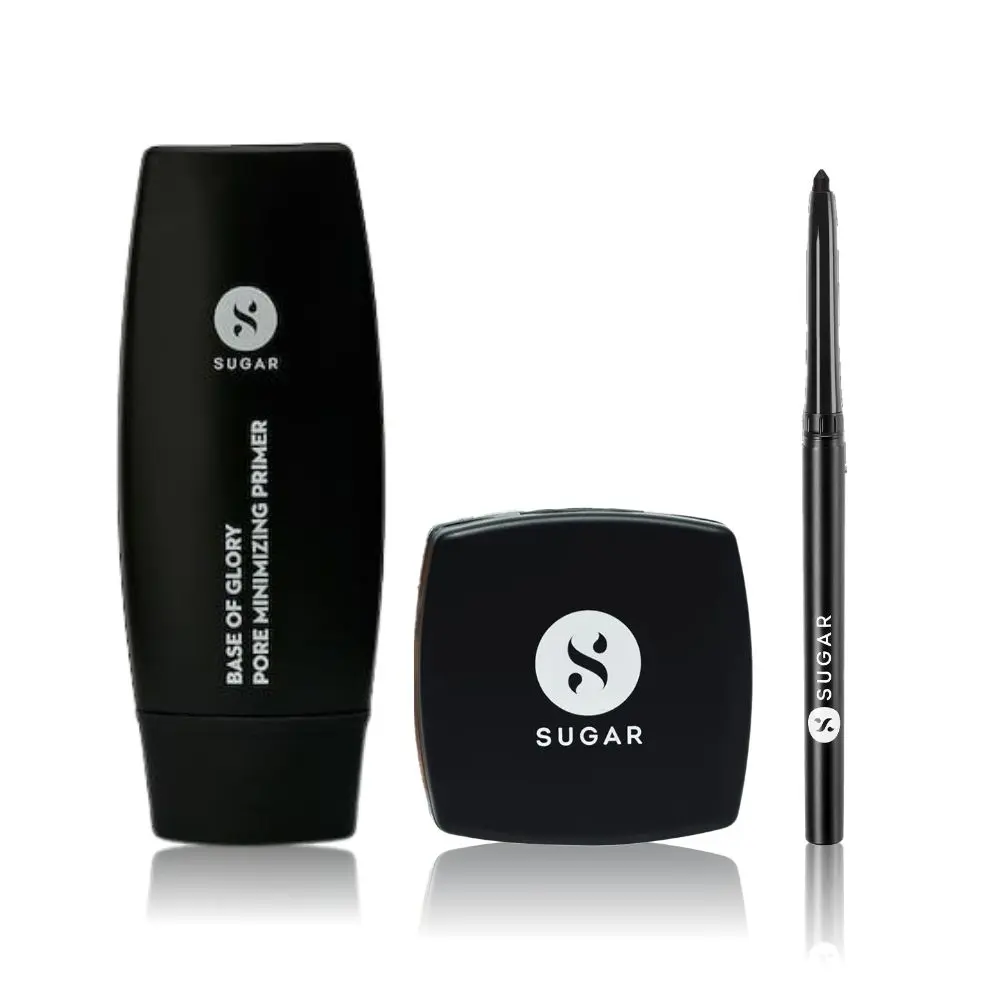 Sugar Flawless Finish 3 (Pore Minimizing Primer (30ml) + Banana Setting Powder (7g) + Kohl Of Honour Intense Kajal - 01 Black Out (0.25g))