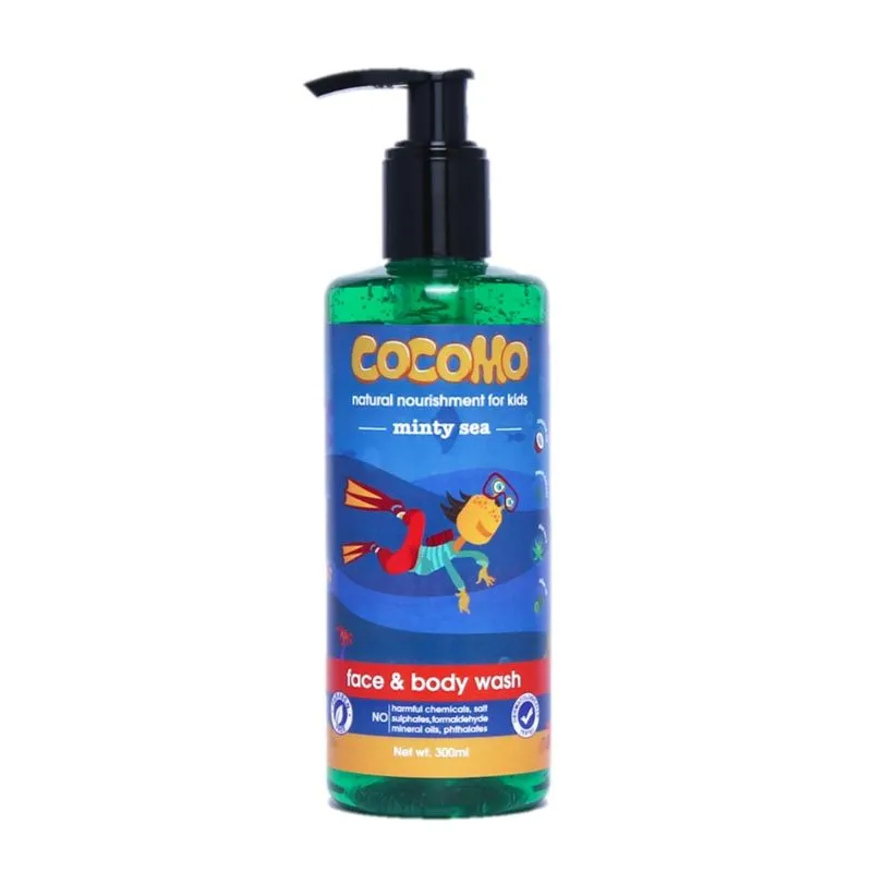 Cocomo Natural Olive & Coconut Oil Kids Face & Body Wash Minty Sea (Age: 4+)