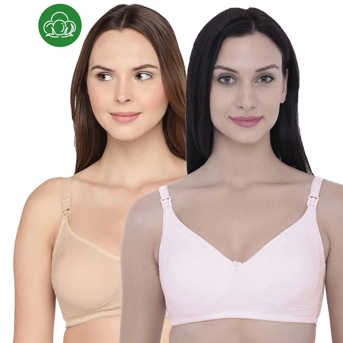 Inner Sense Organic Cotton Antimicrobial Nursing Bra Pack of 2 - Multi-Color (38C)