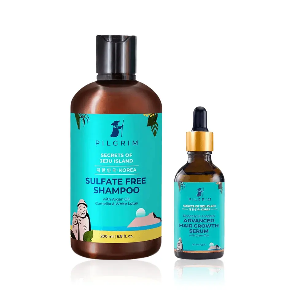 Pilgrim Hair Smooth & Shine Duo (Sulfate Free Shampoo (200ml) + Advanced Hair Growth Serum (50ml)