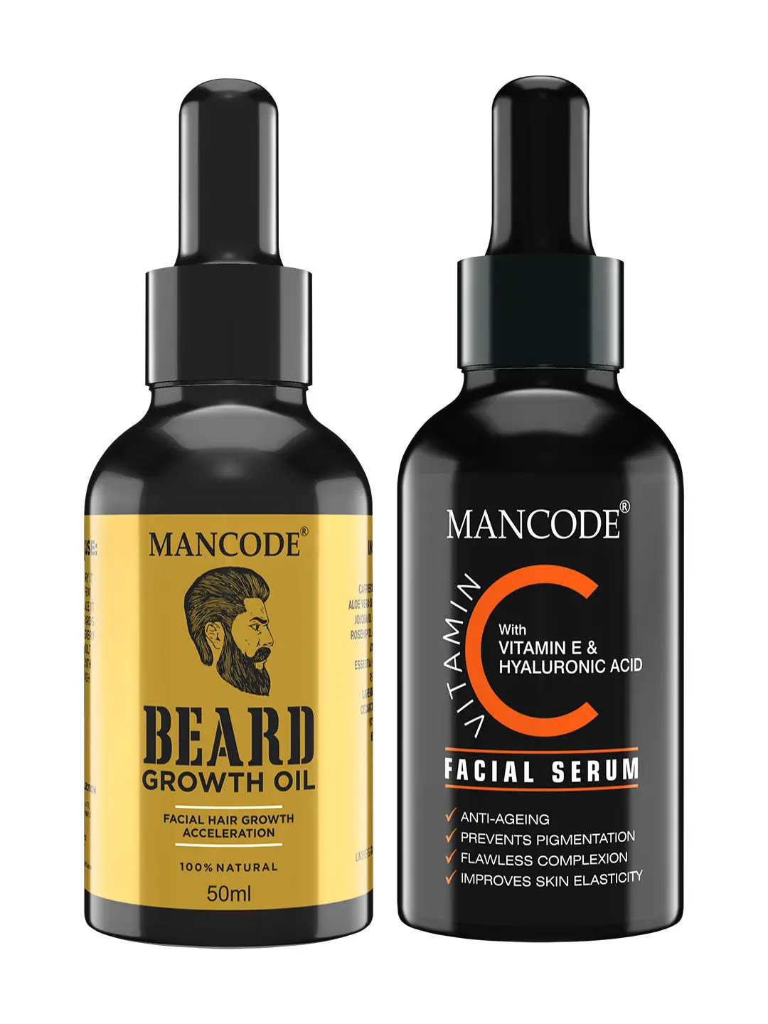 Mancode Growth oil & vitamin C facial serum,50ml each (pack of 2)