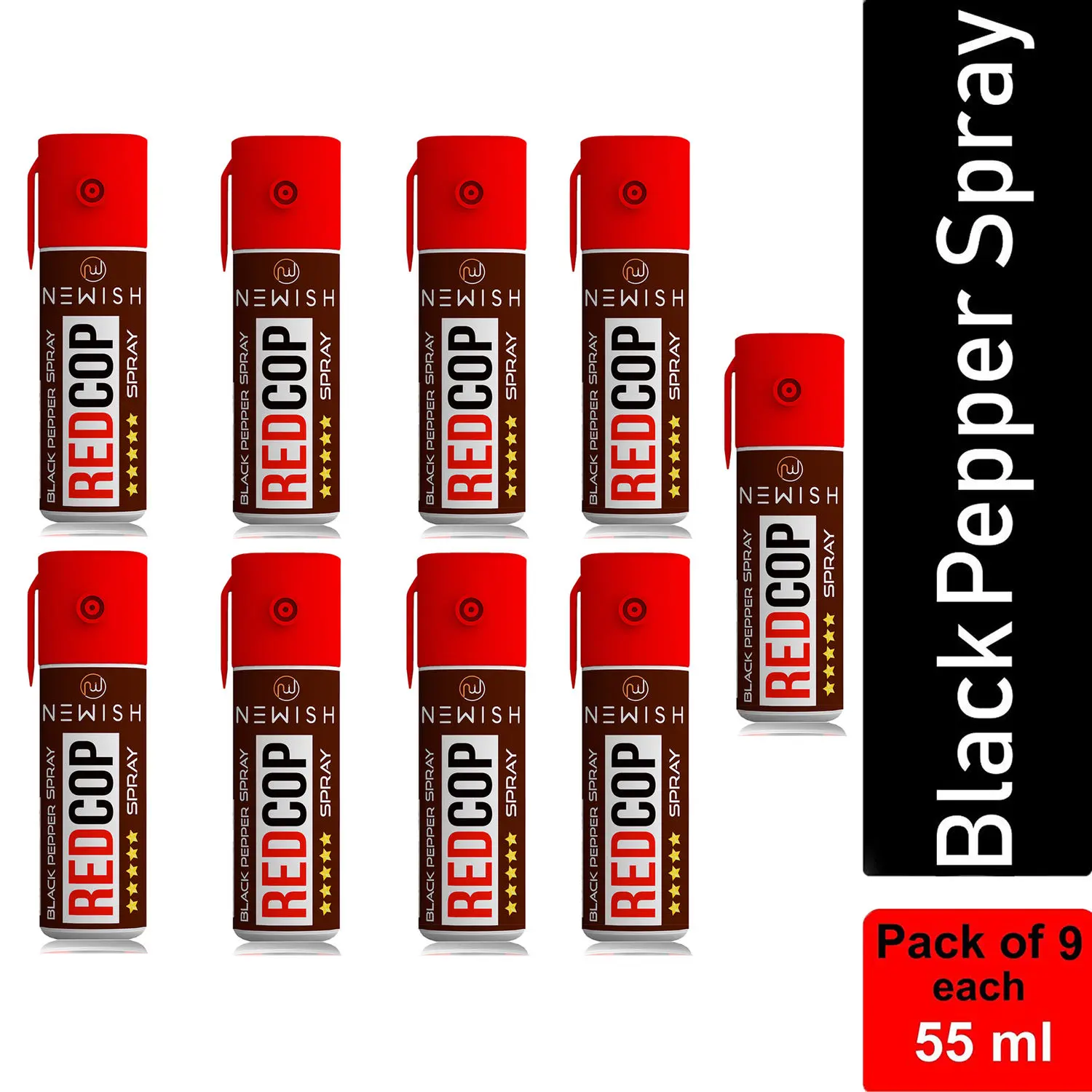 Newish : Powerful Black Pepper Spray Self Defence for Women Pack of 9 (Each : 35 g/ 55 ml)