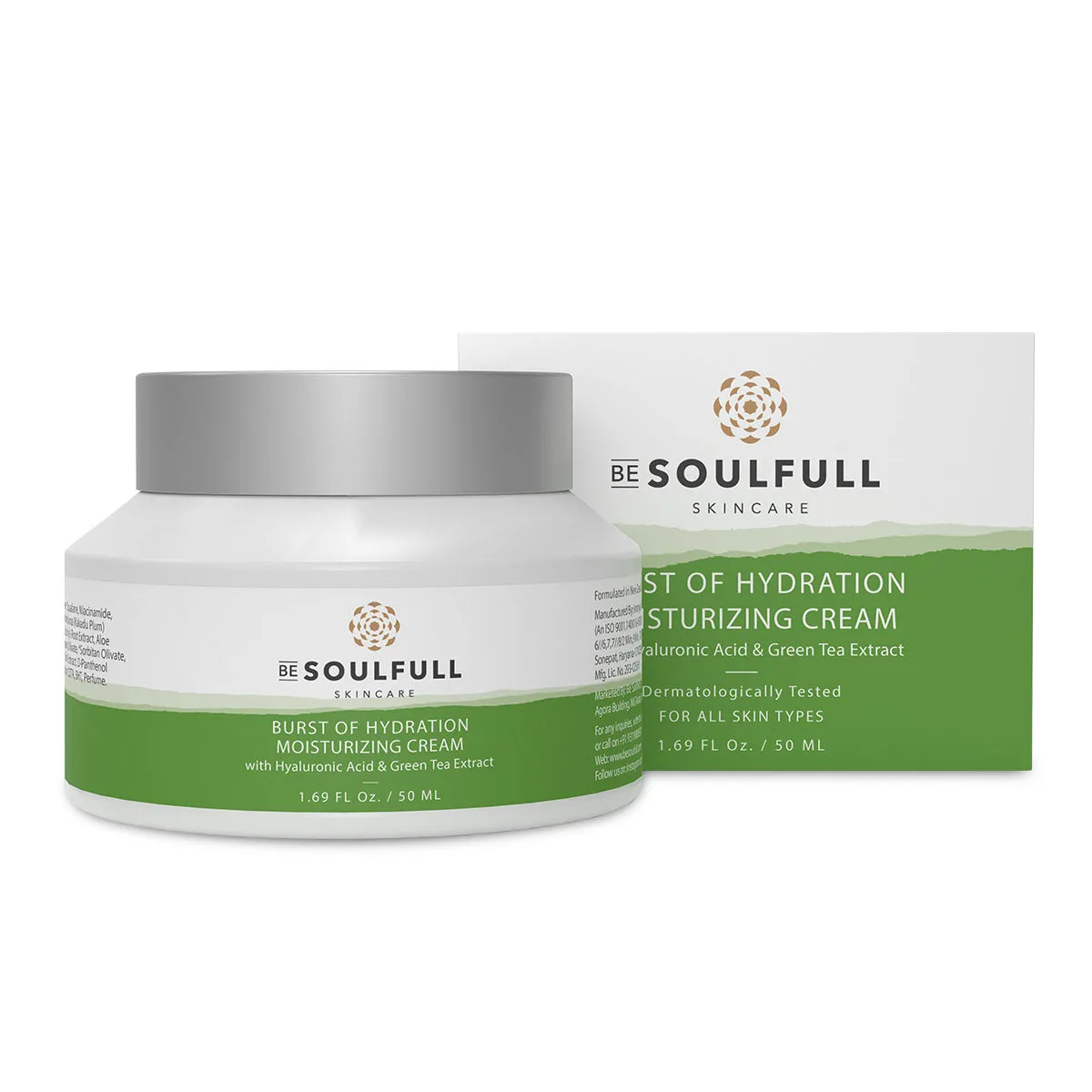 BE SOULFULL Burst Of Hydration Moisturizing Cream with Hyaluronic Acid & Green Tea Extract