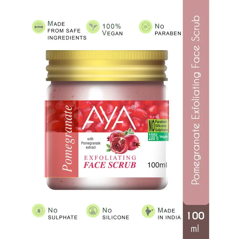 AYA Pomegranate Exfoliating Face Scrub, 100 ml | No Paraben, No Silicone, No Sulphate |