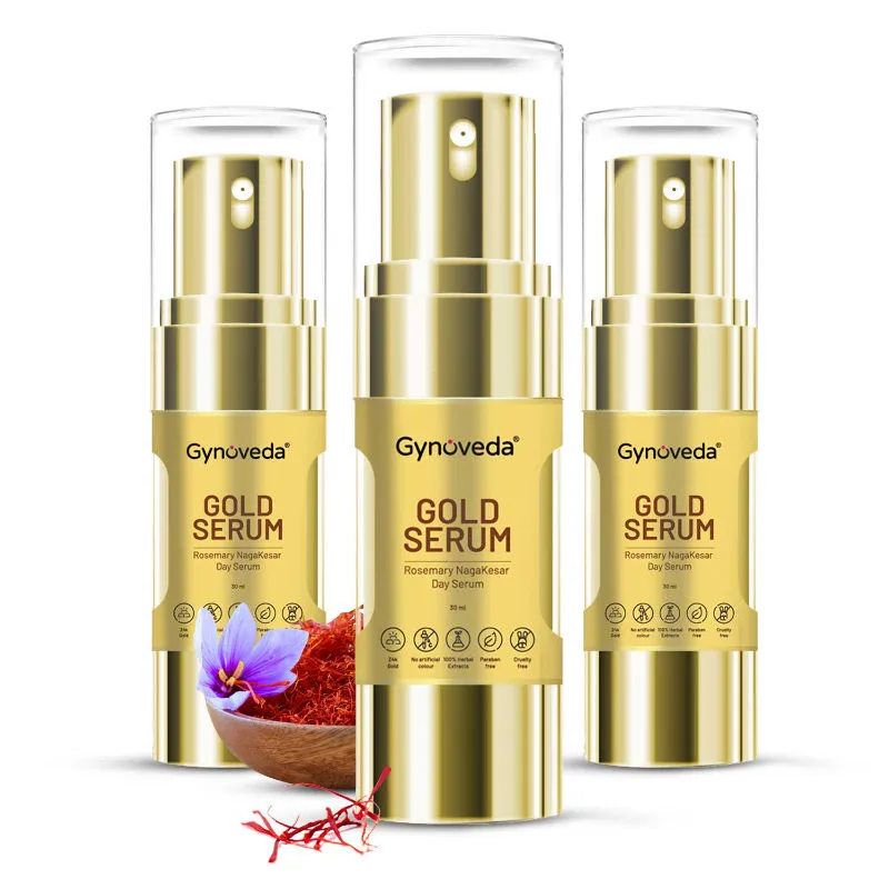 Gynoveda Gold Serum For Skin Brightening - 24K Gold Facial Kit For Women - Pack Of 3