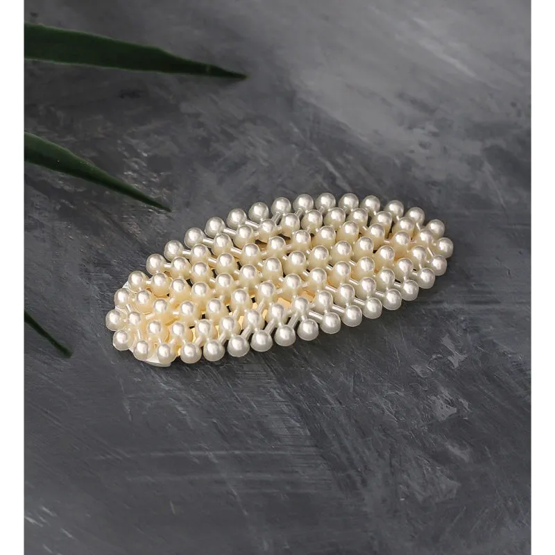 Bellofox Off-White Beaded Tic-Tac Hair Clip