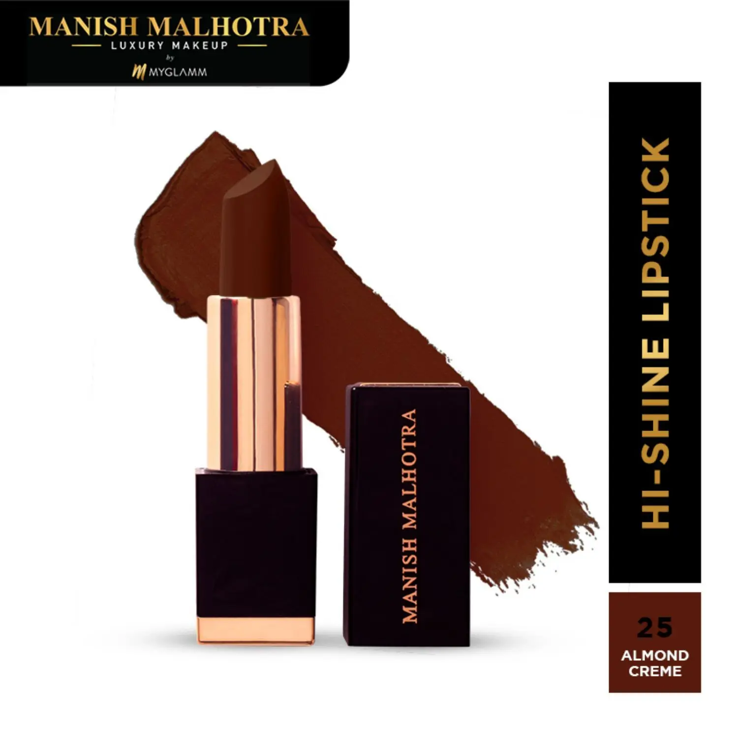 Manish Malhotra Beauty By MyGlamm Hi-Shine Lipstick-Almond Creme-4gm