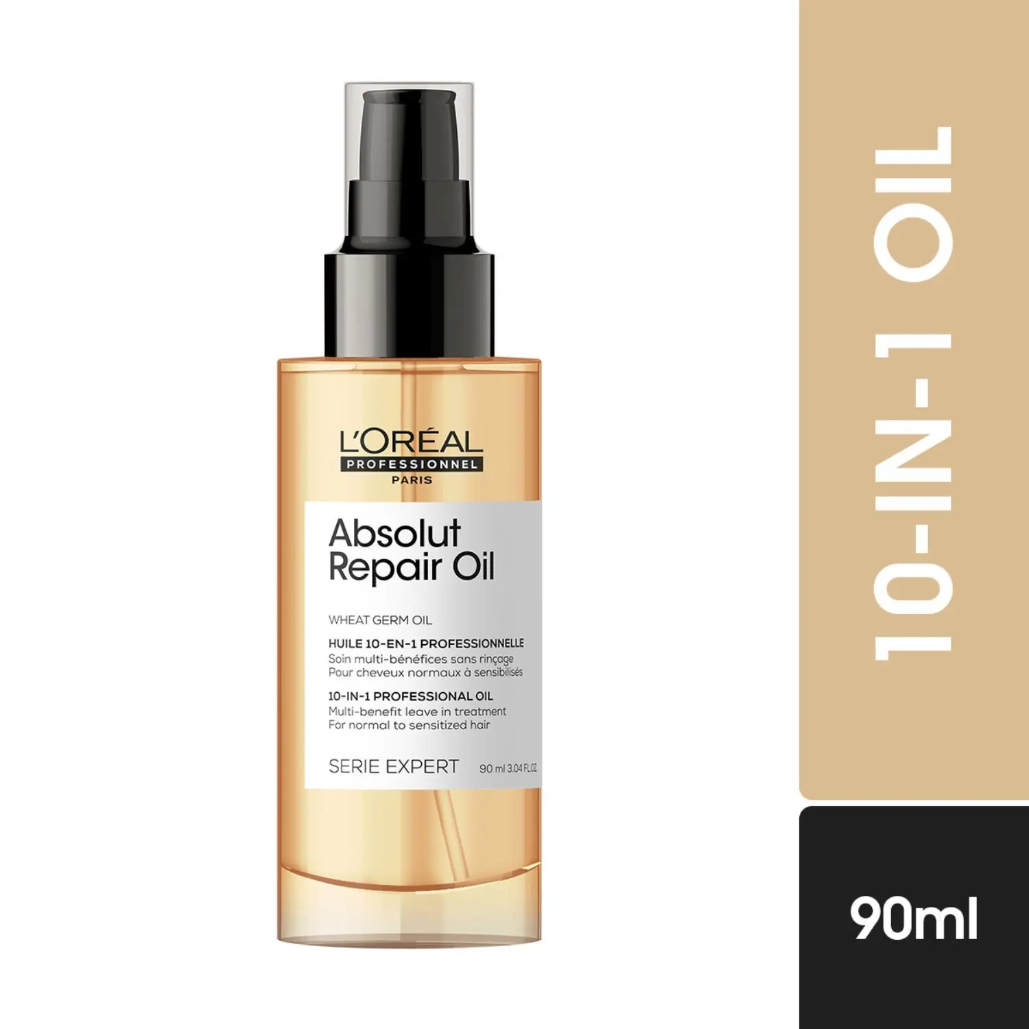 L'Oreal Professionnel Absolut Repair Oil 10-in-1 | Multi-benefit Leave-In treatment | With Wheat Germ Oil for normal to sensitized hairA  (90 ML)