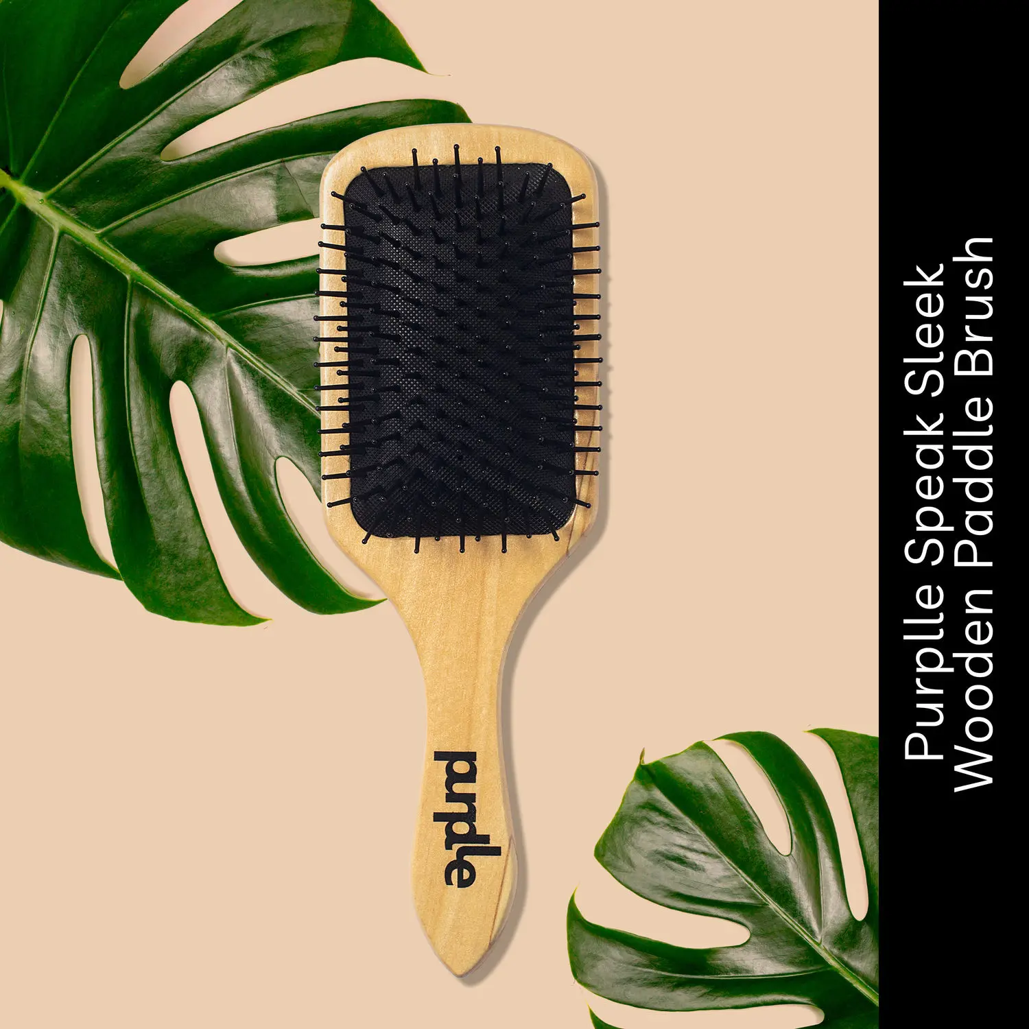 Purple Speak Sleek Wooden Paddle Brush