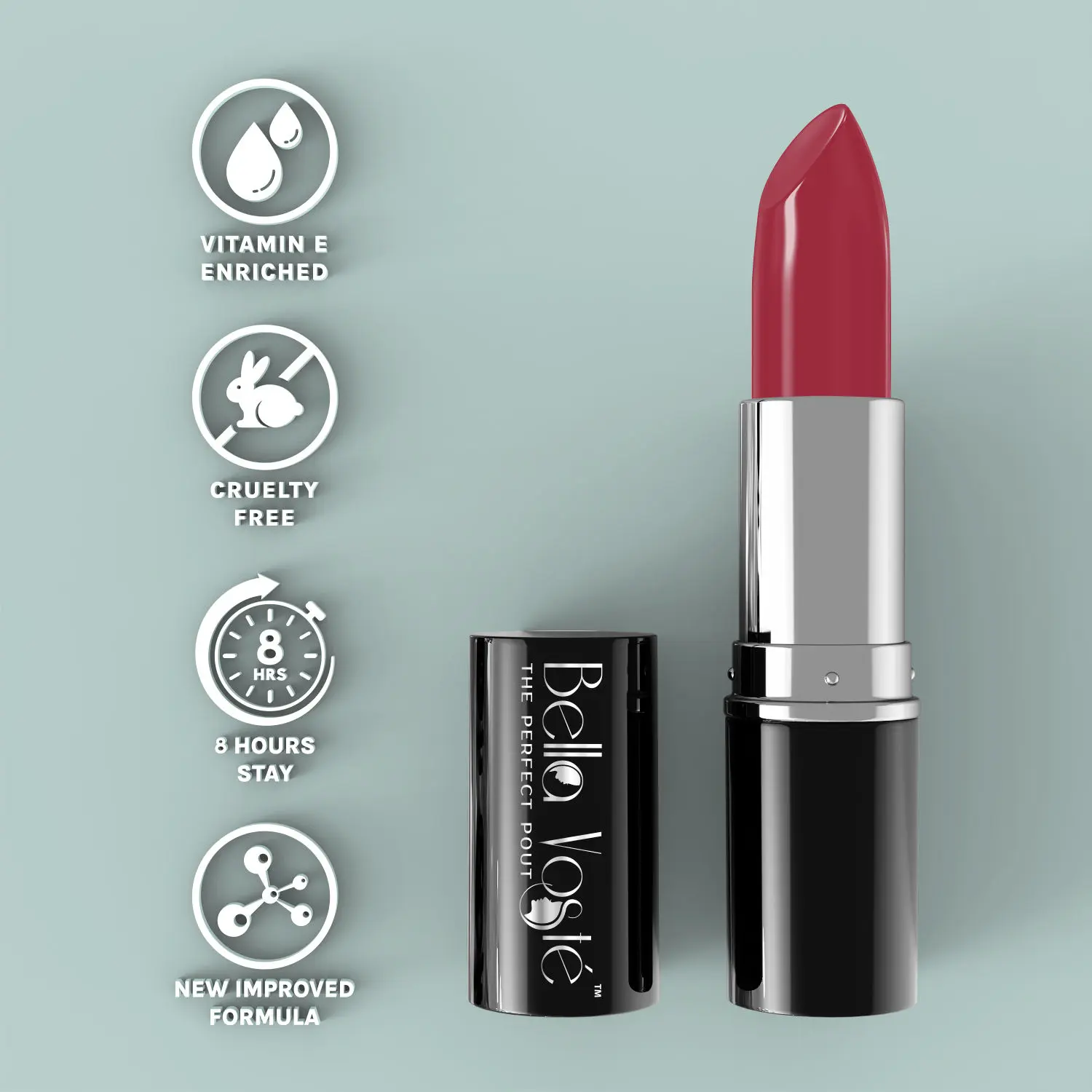 Bella Voste Sheer Creme Lust Lipstick Celebrity (4.2 g) I Satin Finish I Cruelty Free I Long Lasting Improved Formula I One Stroke Aplication I Highly Pigmented