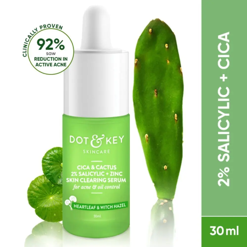 Dot & Key CICA & Cactus 2% Salicylic + Zinc Skin Clearing Serum for Acne & Oil Control | Face Serum for Normal, Oily & Acne prone Skin | 30ml