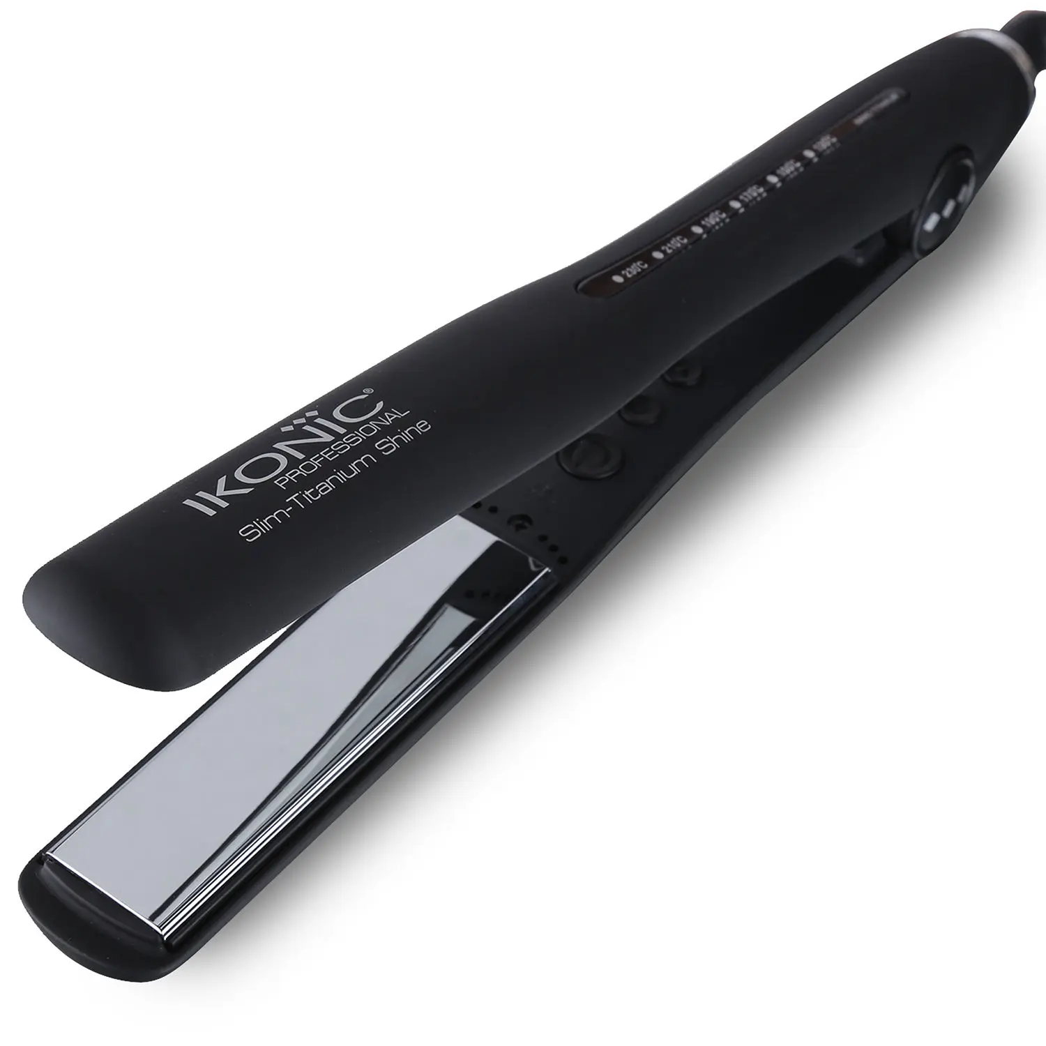 Ikonic Hair Straigtner - Slim Titanium Shine | Black | Ceramic | Corded Electric | Hair Type - All | Heating Temperature - Up To 230 Degrees Celsius