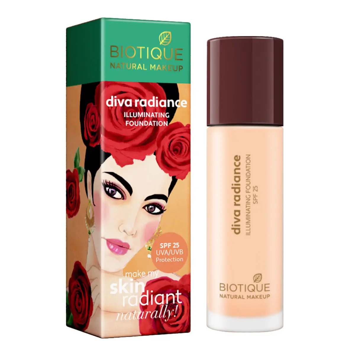 Biotique Natural Makeup Diva Radiance Illuminating Foundation (Creamy Oatmeal)(30 ml)