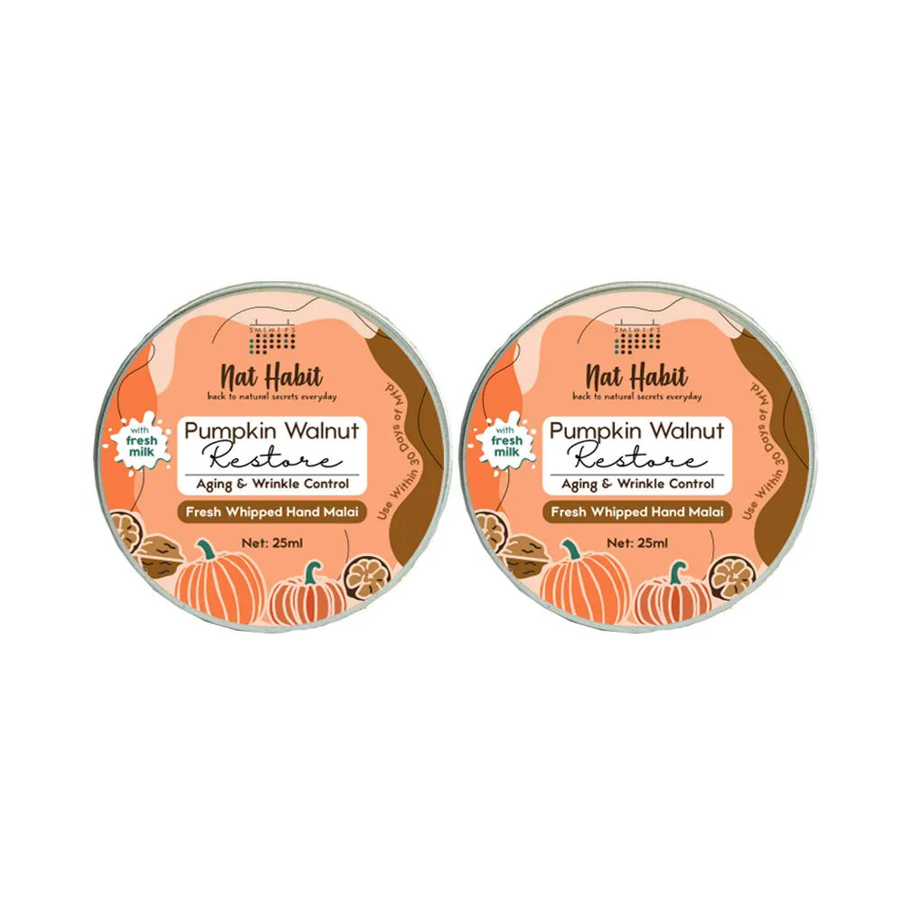 Nat Habit Pumpkin Walnut Aging & Wrinkle Control Fresh Whipped Malai Hand Cream - Pack of 2