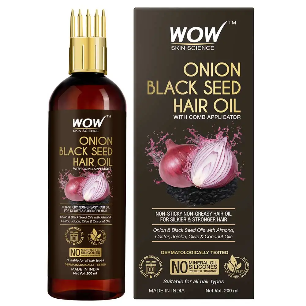 WOW Skin Science Onion Black Seed Hair Oil,  200 ml  with Comb Applicator