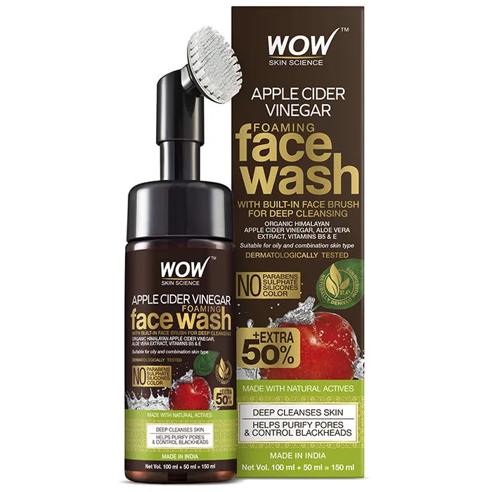 WOW Apple Cider Vinegar Foaming Face Wash With Built In Face Brush