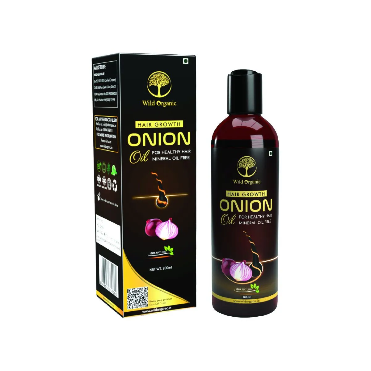 Wild Organic Onion Hair Oil FREE Minreral Oil