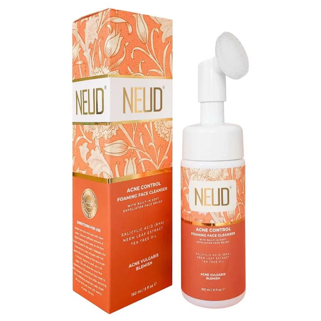 NEUD Acne Control Foaming Face Cleanser With Salicylic Acid, Neem and Tea Tree Oil - 1 Pack (150ml)