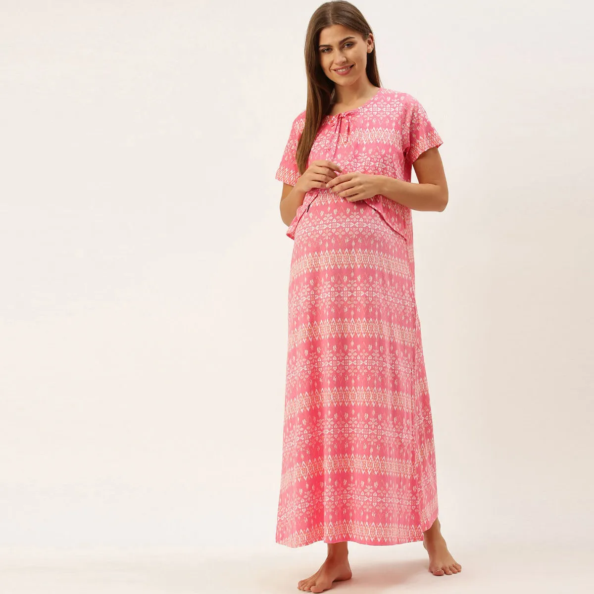 Nejo Feeding/Nursing Maternity Night Dress - Pink (XXL)