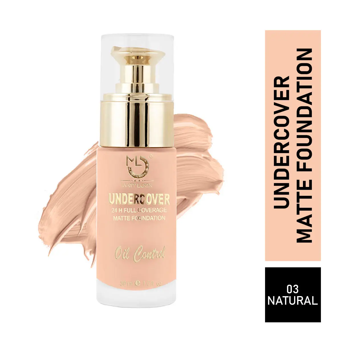 Matt look Undercover 24H Full Coverage Matte Foundation & Oil Control, Natural (30ml)