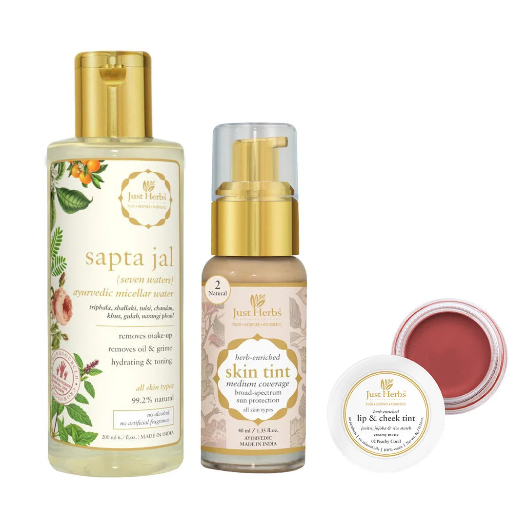 Just Herbs Radiant Skin Combo - Skin Tint (Shade 03) & Sapta Jal