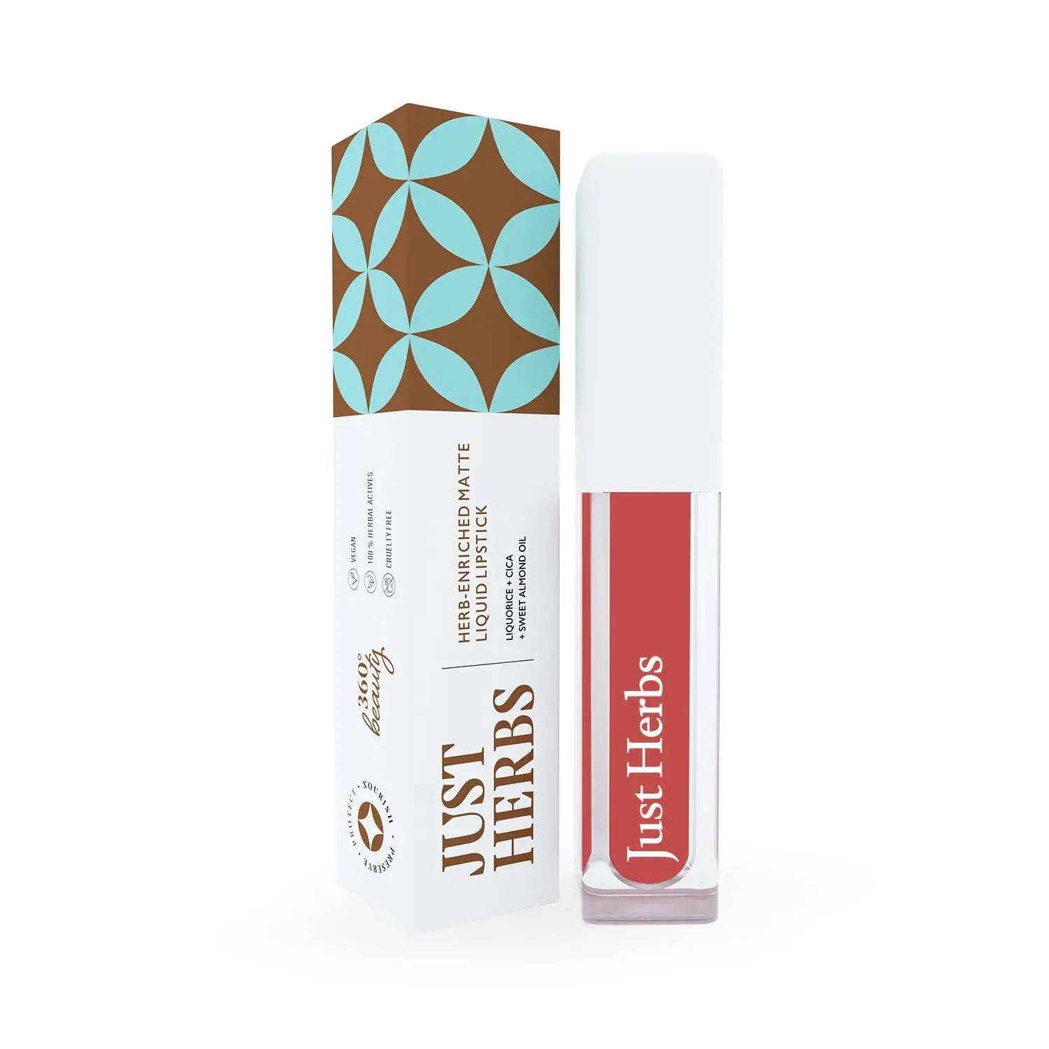 Just Herbs Ayurvedic Creamy Matte Long Lasting Liquid Lipstick, Lightweight & Hydrating Lip Colour with Liquorice & Sweet Almond Oil - Raisin Rust