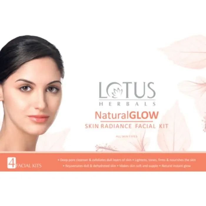 Lotus Herbals Natural Glow Skin Radiance 4 in 1 Facial Kit | Deep Pore Cleansing | Skin Lightening & Hydrating | 200g