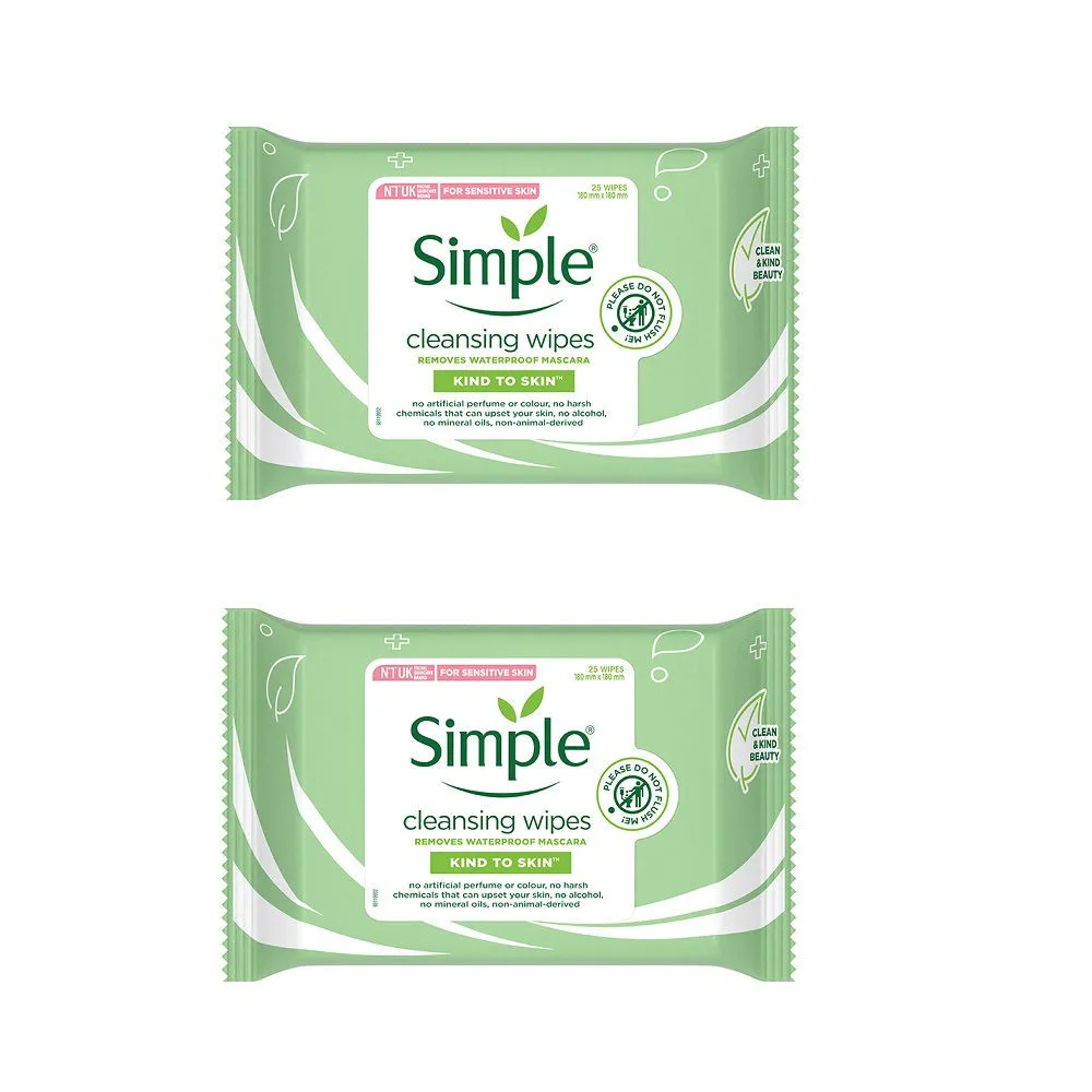 Simple Kind To Skin Cleansing Facial Wipes (Pack Of 2 )