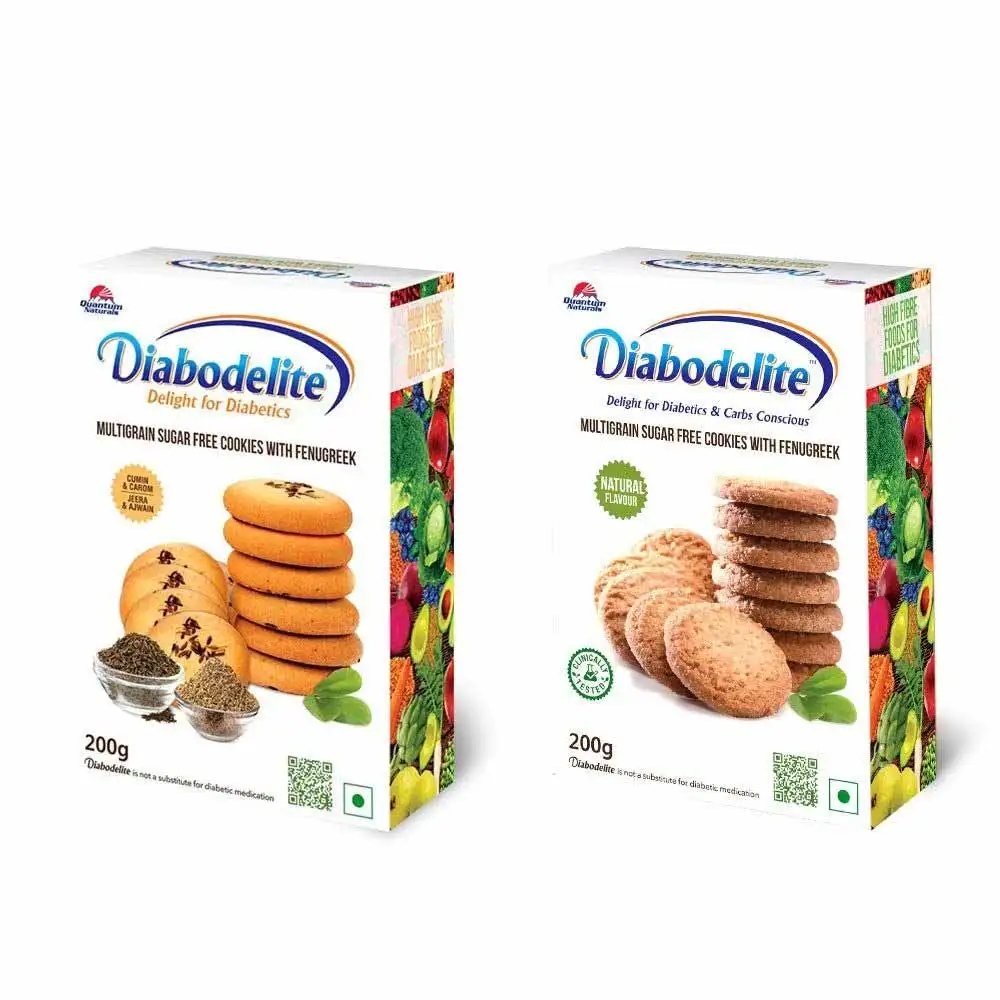 Quantum Naturals Diabodelite Cookies Combo,  2 Piece(s)/Pack  Jeera & Ajwain + Natural