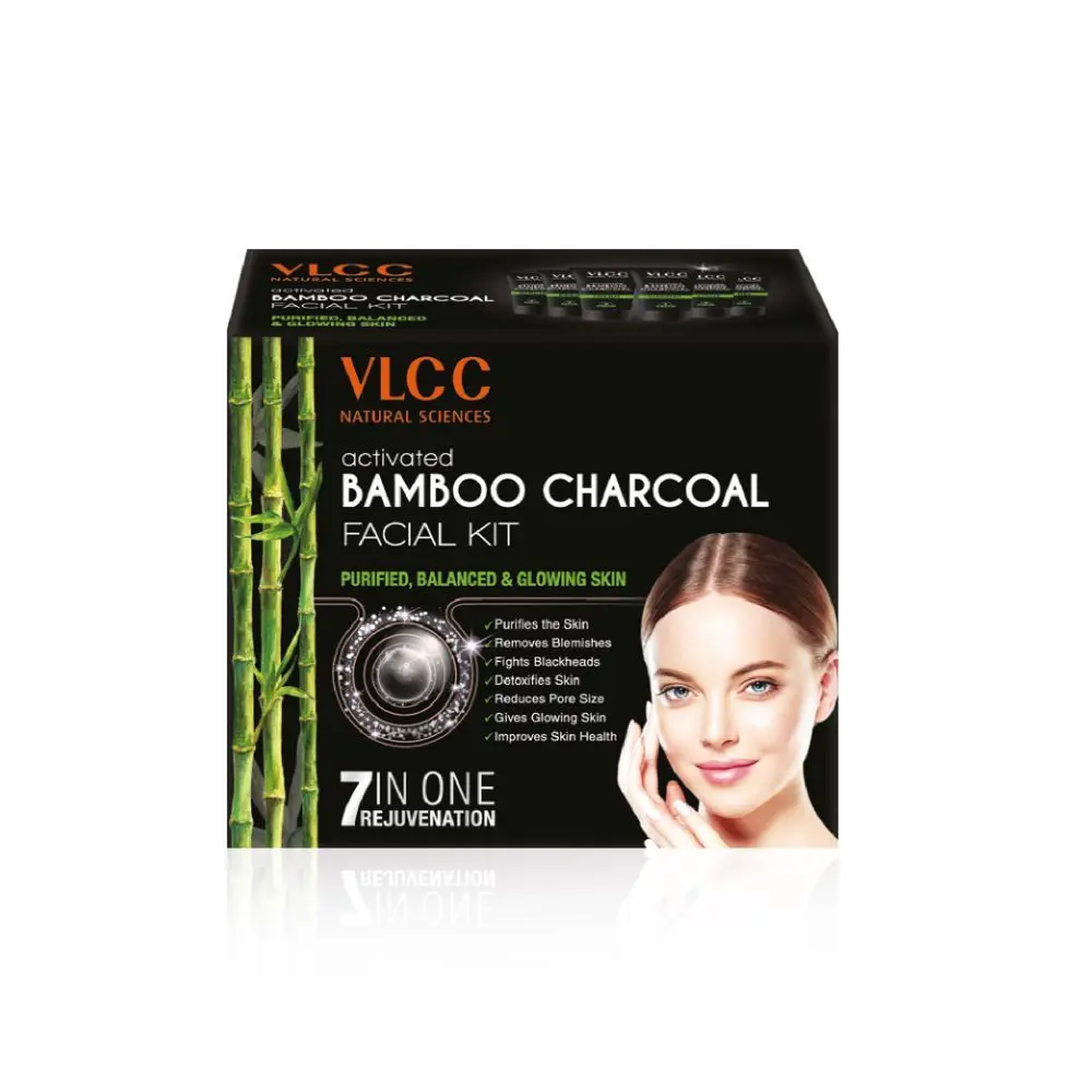 VLCC Activated Bamboo Charcoal Facial Kit For Purified- Balanced & Glowing Skin(60gm)