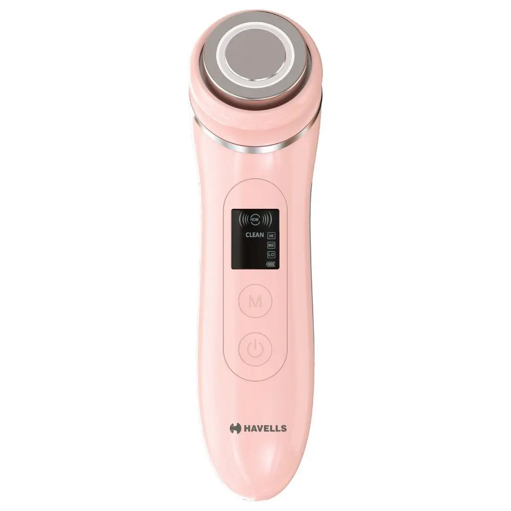 Havells SC5065 Multifunction Skin Care Device, For Cleaning & Massaging, Reduces Pigmentation, Restores Skin Elasticity, Fast Charge (Pink)