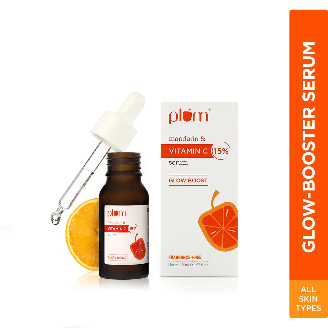 Plum 15% Vitamin C Face Serum with Mandarin (20 ml) for Glowing Skin with Pure Ethyl Ascorbic Acid