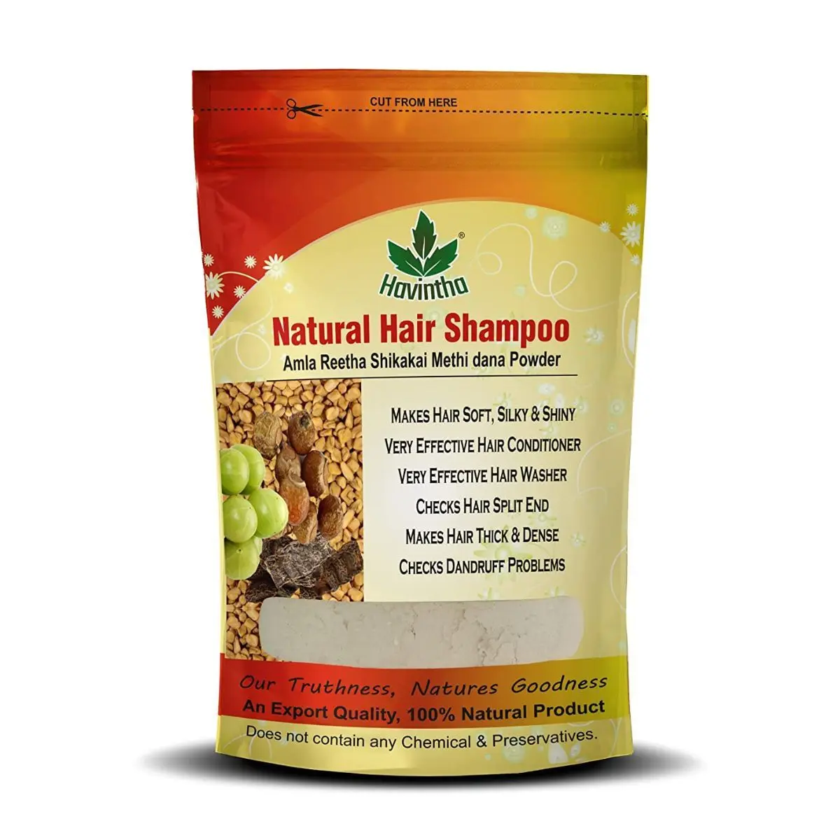 Natural Hair Shampoo with Amla, Reetha, Shikakai and Methi dana (227 g)