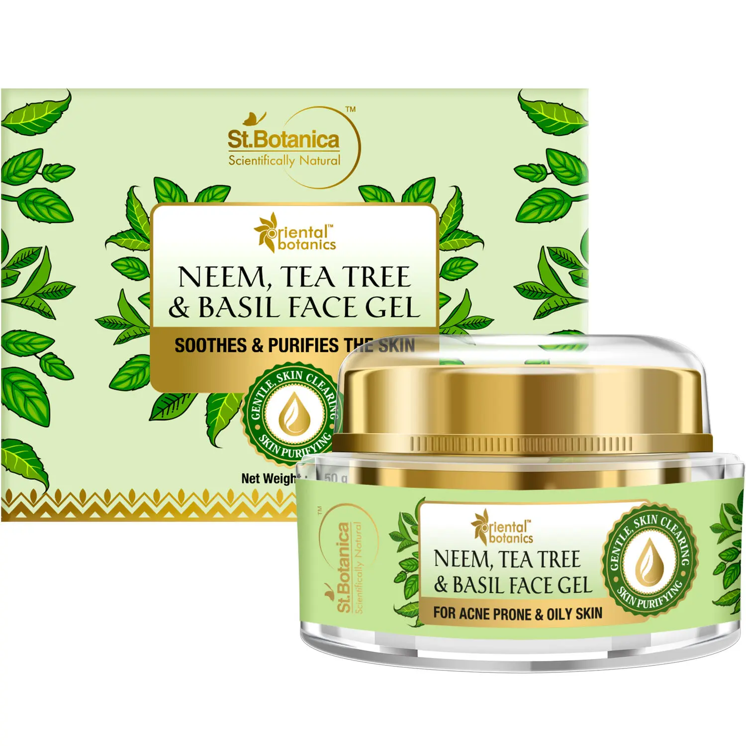 Oriental Botanics Neem, Tea Tree And Basil Anti Acne Face Gel 50g