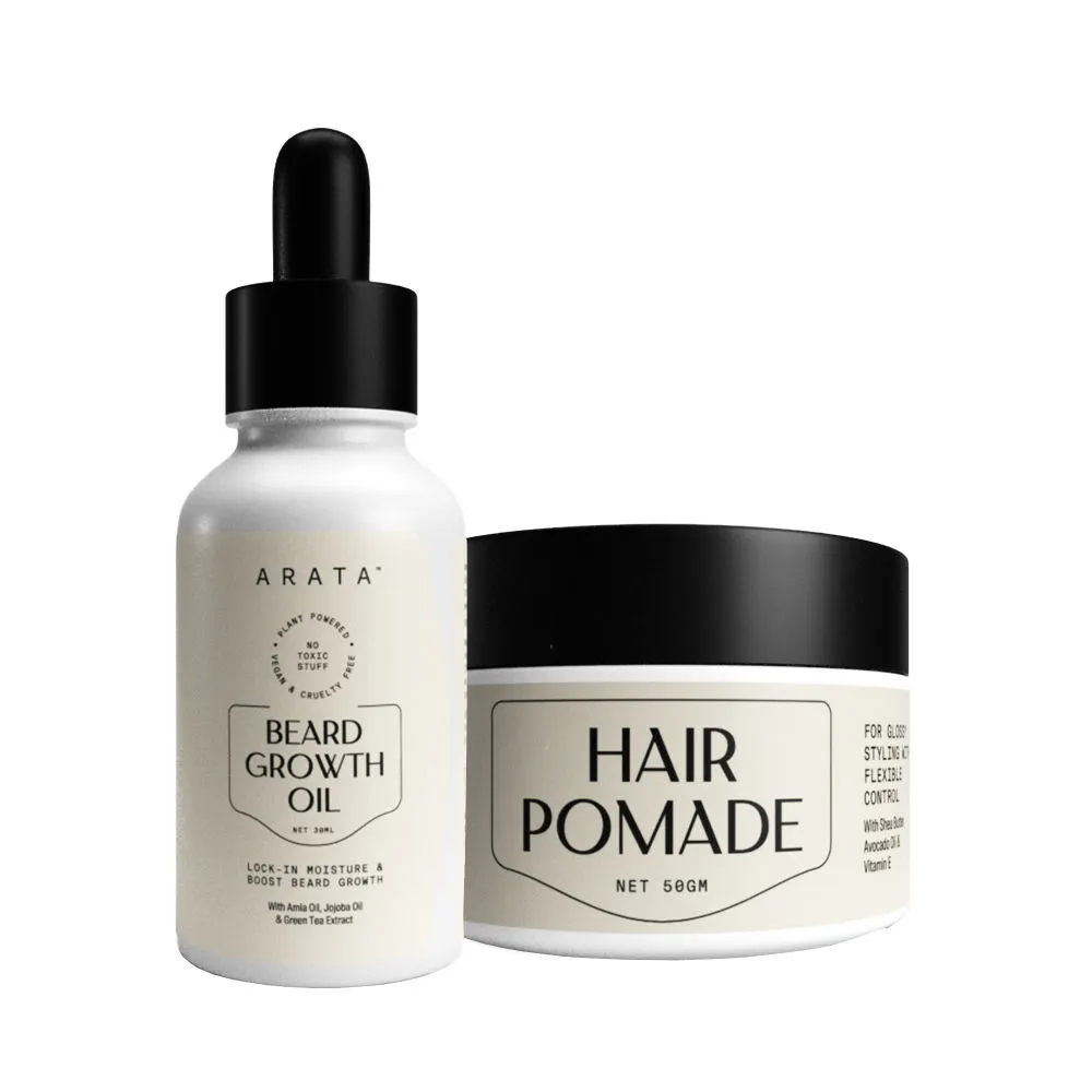 Arata Style Flex Set With Beard Growth Oil & Hair Pomade