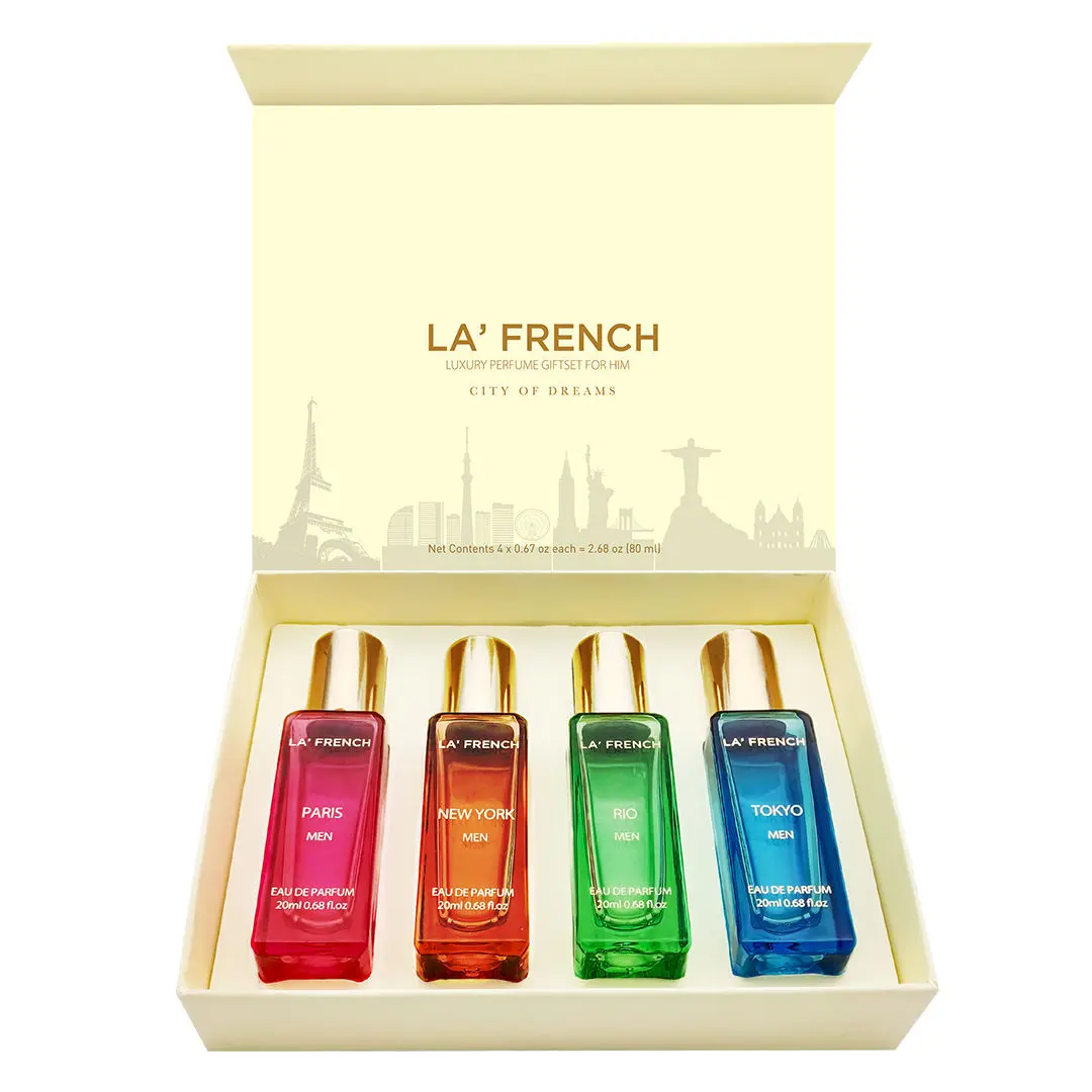 La French City Of Dreams Luxury Perfume Gift Set, 4x20ml for Him