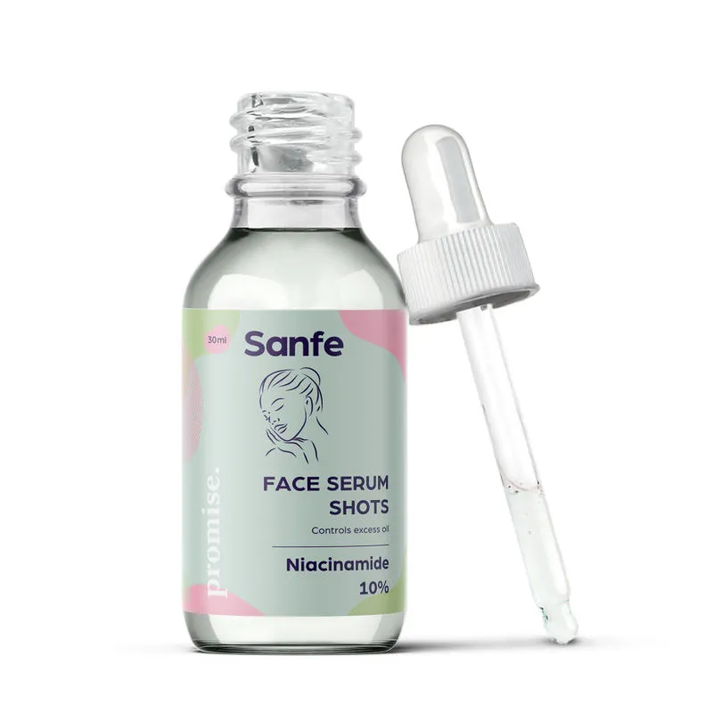 Sanfe Promise 10% Niacinamide Face Serum Shots For Acne Marks, Blemishes & Oil Balancing with Zinc